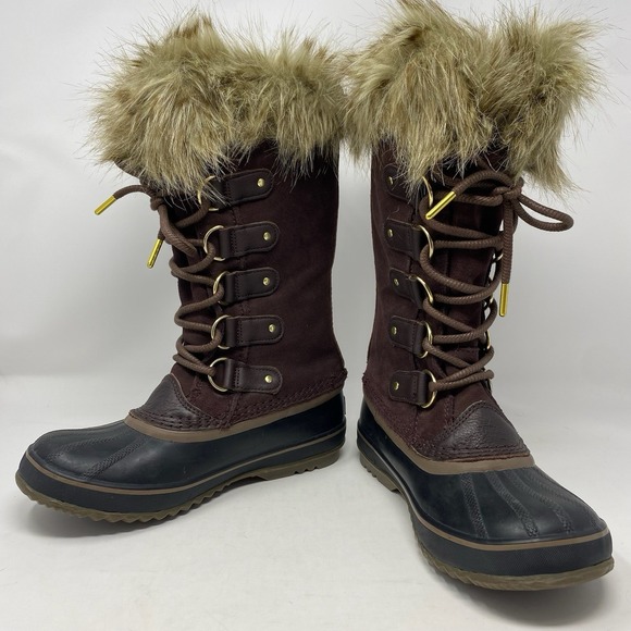 Sorel Womens Joan of Arctic Boots 6.5 Brown Suede NL3481-908 Faux Fur Waterproof - Picture 1 of 10